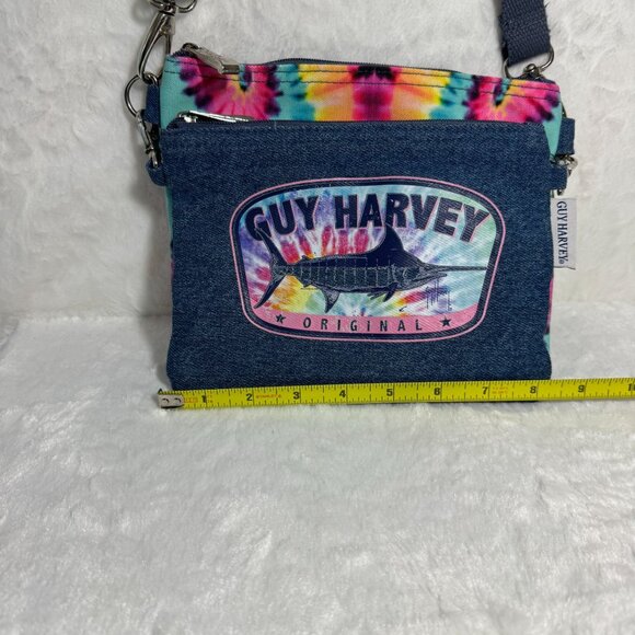 Guy Harvey Tie-Dye double Crossbody Bags 2 in one design denim tie-dye - Picture 11 of 11